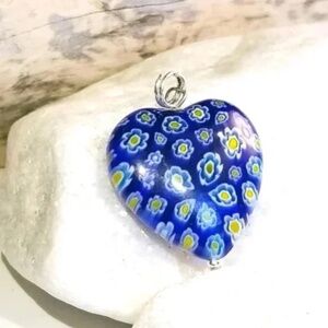 Blown Glass Millefiori Heart Pendant